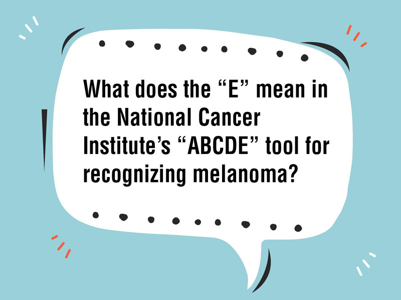 What Does the “E” Mean in the National Cancer Institute’s “ABCDE” Tool for Recognizing Melanoma?