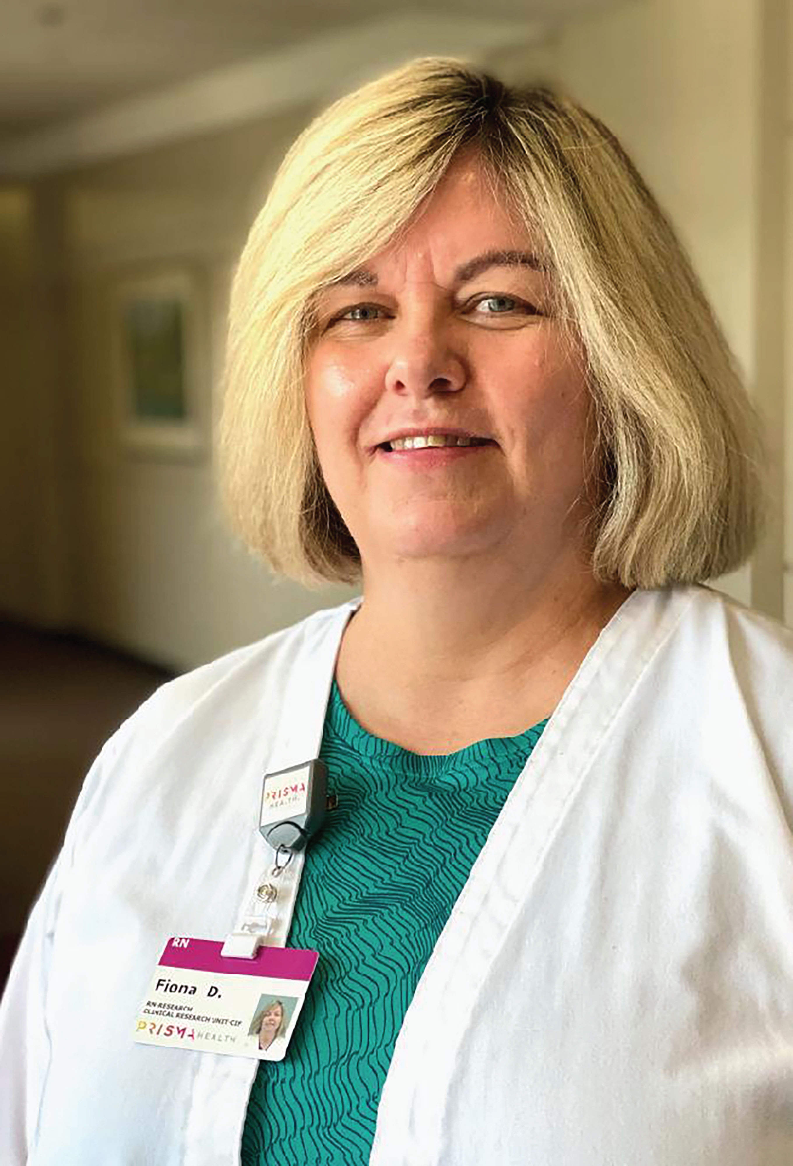 ONS member Fiona Davidson, BSN, RN, CTR, RN, nurse research coordinator at Prisma Health’s Institute for Translational Oncology Research and member of the South Carolina Upstate ONS Chapter