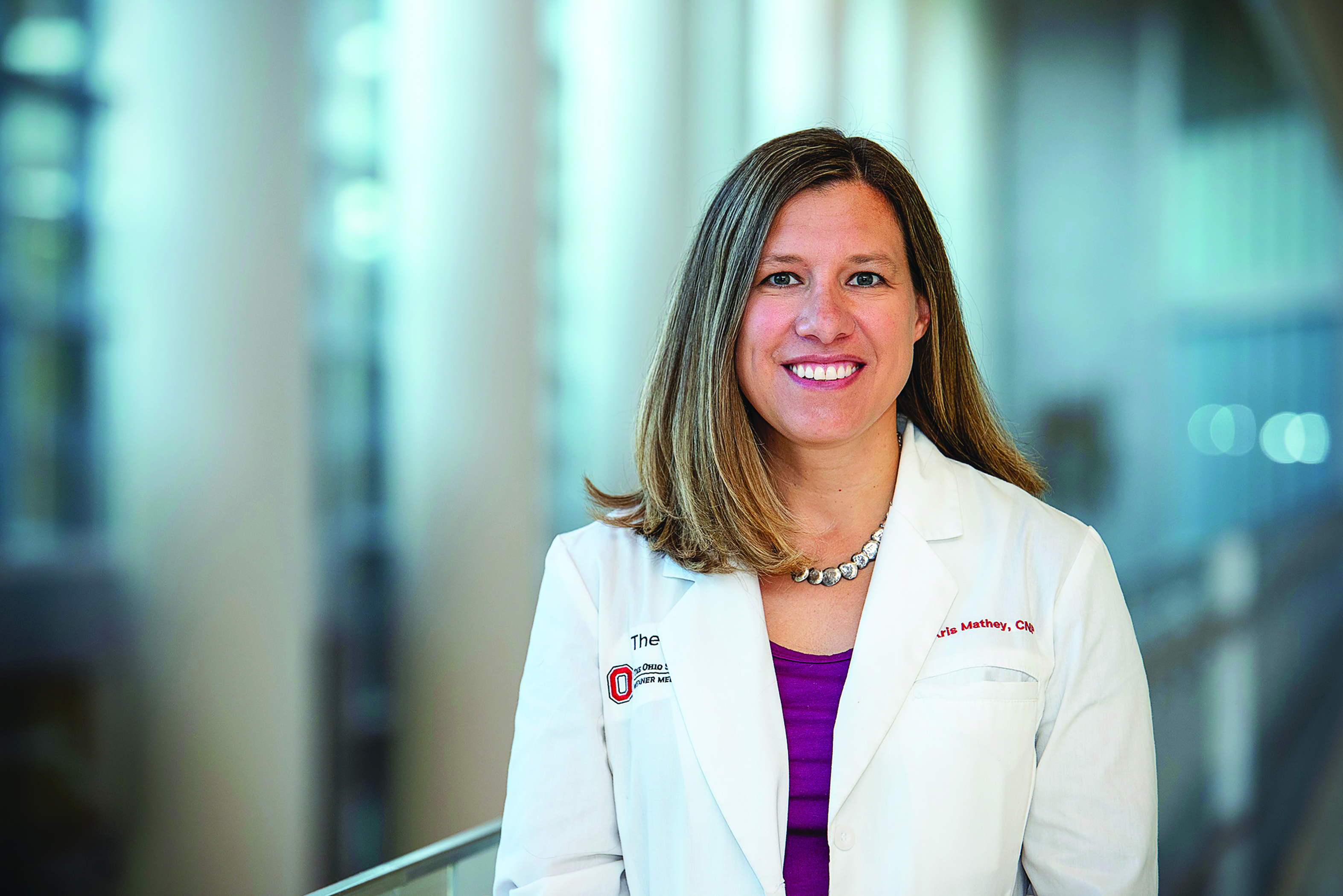 ONS member Kris Mathey, MS, APRN-CNP, AOCNP®, advanced practice provider manager, fellowship director, and gastrointestinal medical oncology nurse practitioner at the James Cancer Hospital and Solove Research Institute at Ohio State University in Columbus