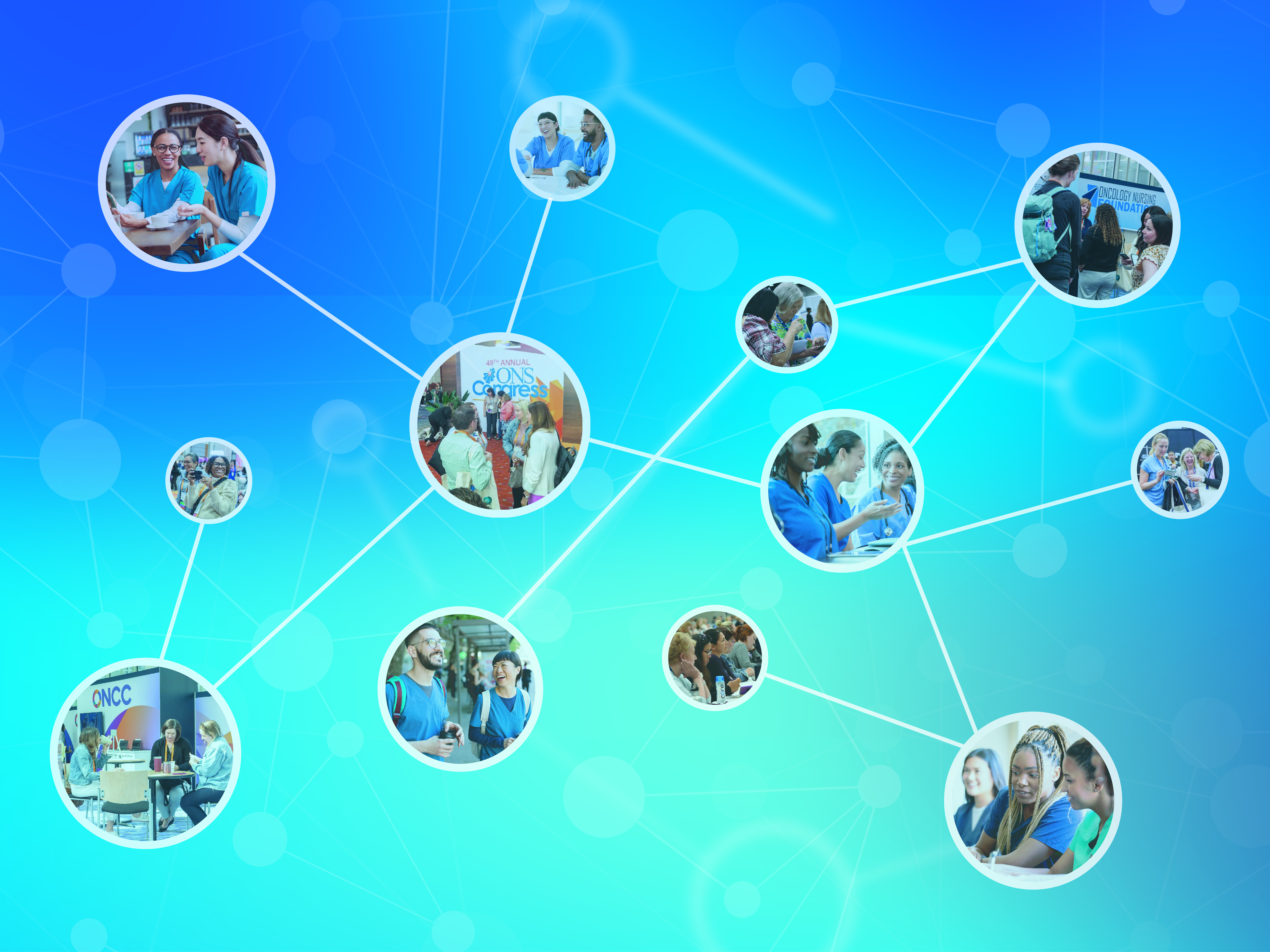 webbed images of nurses on a blue gradient background